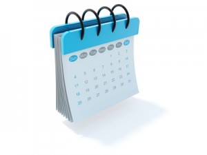 Blue calendar icon isolated on white